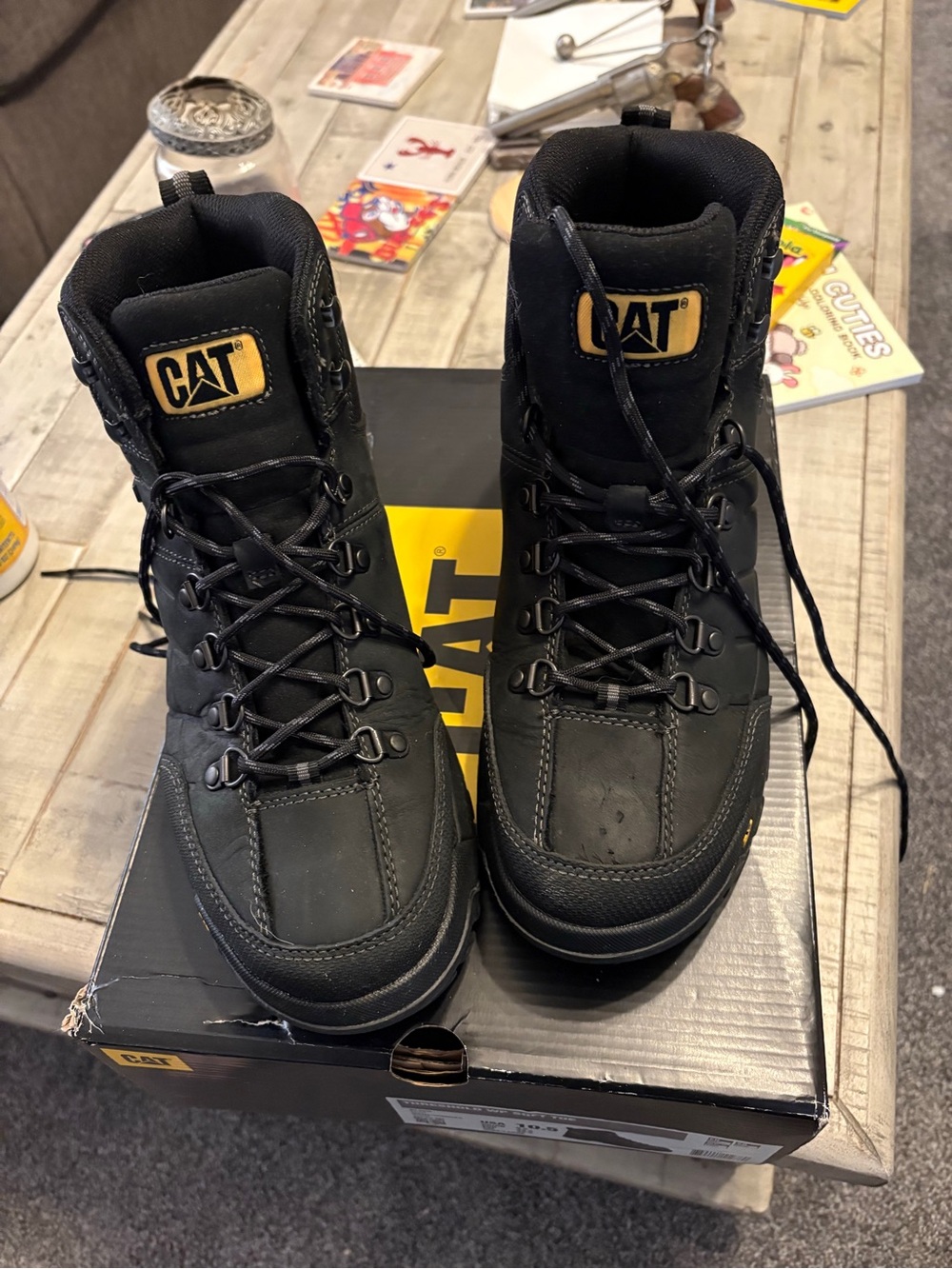 Caterpillar Men’s Black Industrial Work Boots - Rugged Lace-Up Support